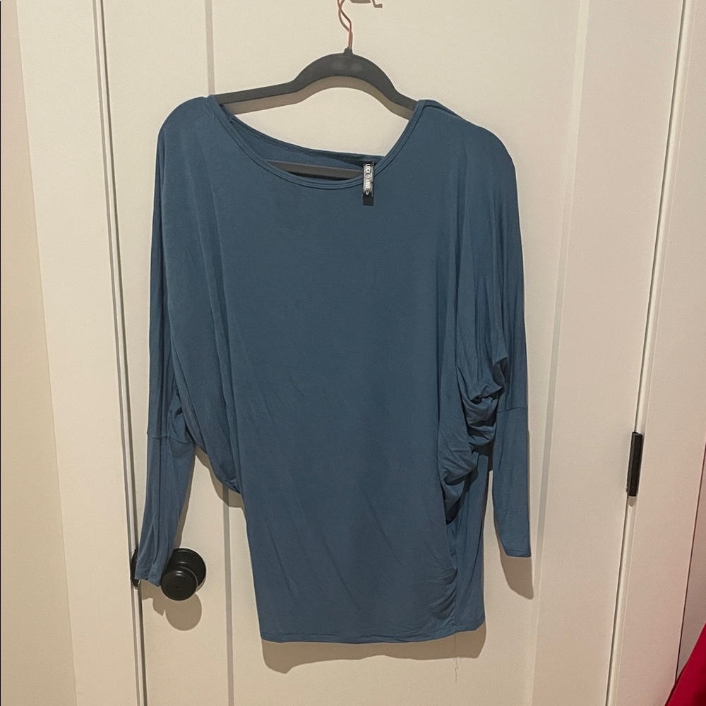 Chic Slate Blue Long Sleeve Women's Top